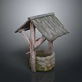 Traditional Stone Well With Wooden Roof And Rustic Frame Structure