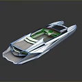Sleek Modern Speedboat With Silver Exterior Cockpit Deck And Reflective Surface 3d model