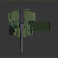 Green Vintage Weapon Cannon With Barrel Sight And Life Safety Device Label On Cylindrical Base