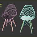 Stylish Modern Black and White Chairs Featuring Mesh Design and Wooden Legs