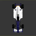 White And Blue Formula Race Car With Streamlined Body And Rear Wing 3d model