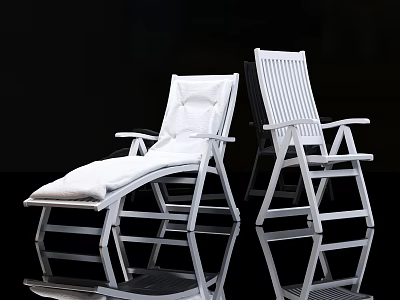 White Frame Lounge Chairs With White Cushion On Black Background And Reflections 3d model