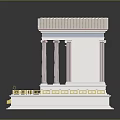 Classical Style Building With Pink Roof White Columns Steps And Golden Decorations