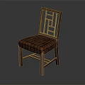 Traditional Wooden Frame Leisure Chair With Geometric Backrest And Patterned Upholstered Seat