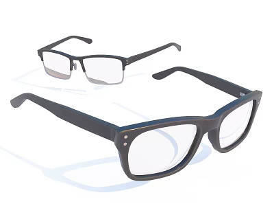 Stylish Black Frame Eyeglasses With Clear Lenses And Shadow 3d model