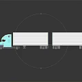 Light Blue Utility Truck With Two White Containers And Reflective Surface