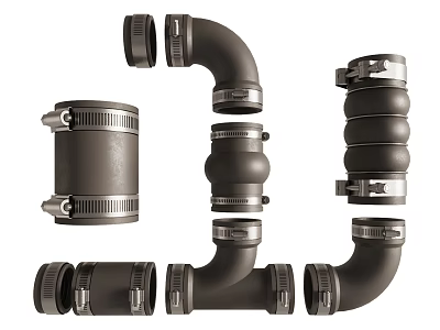 Different Types Of Industrial Pipe Fittings Displayed 3d model