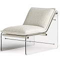 Modern Cream White Accent Chair With Clear Acrylic Frame And Soft Fabric Cushion