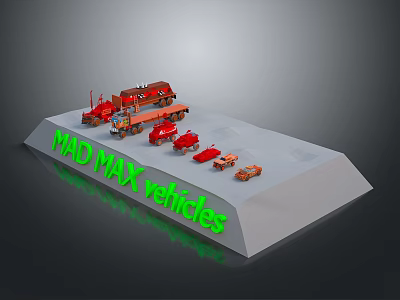 Red Mad Max Vehicles Collection with Various Model Sizes and Designs 3d model