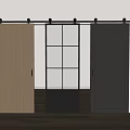 Stylish Barn Doors with Wooden and Glass Panel Light and Dark Finishes on Sliding Track