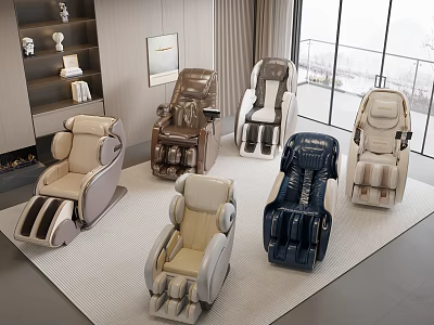 Modern Massage Chairs with Various Styles and Colors in Showroom 3d model