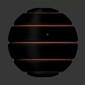 Black Textured Sphere With Red Stripes And Layered Surface Design Structure 3d model