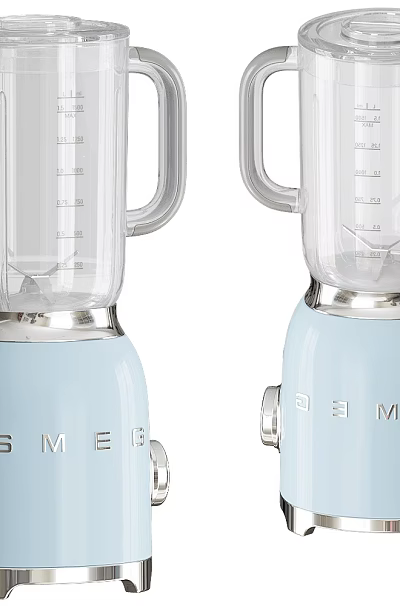 Two Modern Light Blue SMEG Blenders With Transparent Jars Kitchen Appliances 3d model