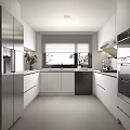 Modern Kitchen Interior Design With White Cabinets Stainless Steel Appliances And Natural Light