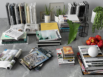 Modern Books Magazines Newspaper Ornaments 3d model