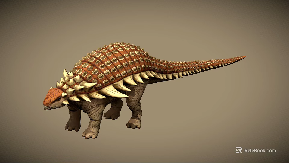 Realistic Armored Dinosaur With Spiked Back And Textured Skin Structure 3d model 