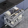Modern Kitchen Cabinets Featuring Slide Out Double Drawer Storage For Dishes Utensils