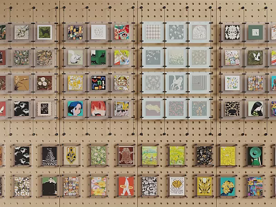 Pegboard Wall Display With Various Tiles And Different Creative Designs 3d model