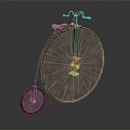 Vintage High Wheel Bicycle With Large Front Wheel Small Rear And Leather Seat