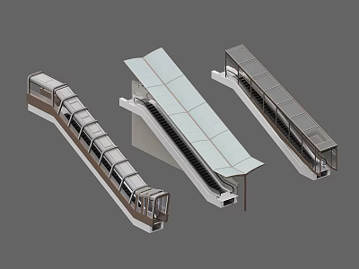 Modern Covered Pedestrian Bridge Design With Glass Roof Metal Frame And Stairs 3d model