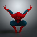 Spider-Man Dynamic Crouching Stance With Red And Blue Suit And Outstretched Arms