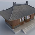 Traditional Chinese Ancient Building With Wooden Structure Tile Roof Carved Windows And Stone Steps