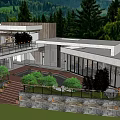 Modern Luxury Villa Architecture Featuring Swimming Pool Terrace Lounge Chairs And Glass Windows