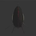 Slender Aquatic Animal with blue silver scales red tail on dark background and clear reflection