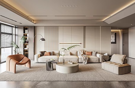 Home Living Room Sofa Combination Single Chair Casual Chair Vase Decorations Coffee Table Decorative Cabinet 3d model