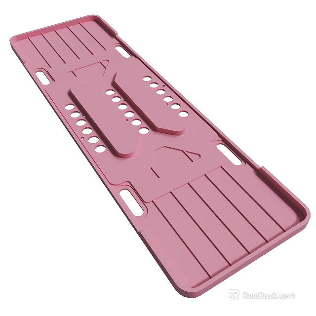 Pink Lightweight Rectangular Medical Stretcher Board With Holes Grooves Design 3d model 