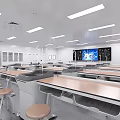 Modern Well Equipped Laboratory With Tables Stools And Smart Screens 3d model