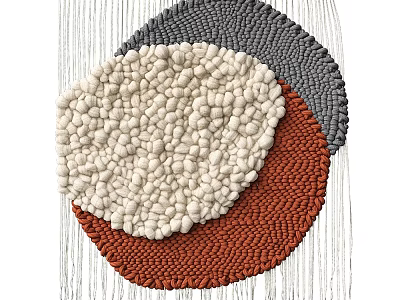 Bohemian Macrame Wall Hanging with Grey Beige Brown Textured Design on Wooden Background 3d model