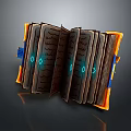 Open Lifestyle Essential Book Featuring Brown Pages Blue Glowing Symbols And Orange Blue Edges