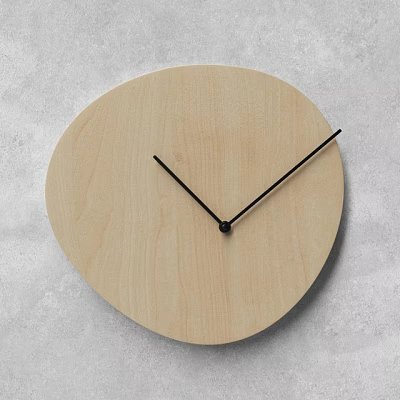 Minimalist Round Wooden Clock With Black Hands And Light Wood Dial On Gray Background 3d model