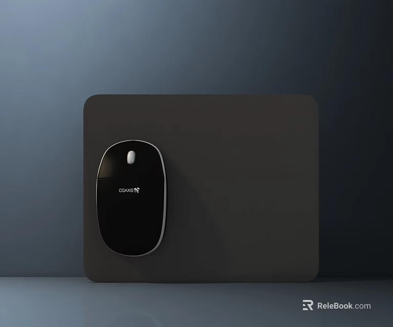 Cherry Black Computer Mouse On Sleek Mouse Pad With Modern Minimalist Design 3d model 