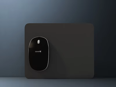 Cherry Black Computer Mouse On Sleek Mouse Pad With Modern Minimalist Design 3d model