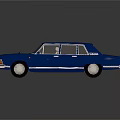 Classic Blue Vintage Sedan With Sleek Body Lines And Retro Front Headlights