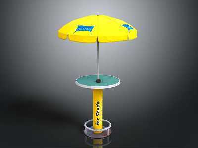 Yellow GoShade Outdoor Parasol With Round Table For Sun Protection Use 3d model