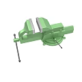 Green Bench Vise With Adjustable Jaws Swivel Base And Handle