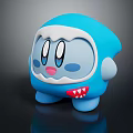 Cute Blue Cartoon Game Character With Big Eyes Pink Cheeks And Sharp Teeth