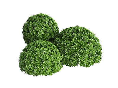 Three Green Round Decorative Bushes For Garden Landscape Design 3d model