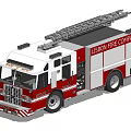 Red And White E6 Fire Truck With Ladder And Emergency Vehicle Features