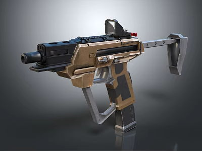 Modern Tactical Weapon Design Featuring Brown Black Metal Body And Sight 3d model