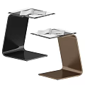 Modern Sleek Side Table in Black and Brown with Open Books on Top