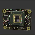 Modern Electronic Circuit Board Featuring Microchip TIME BEAM Logo And Green Indicators 3d model