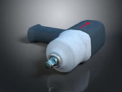 Pneumatic Wrench With White Head Gray Handle Red Logo And Metal Connector Design 3d model