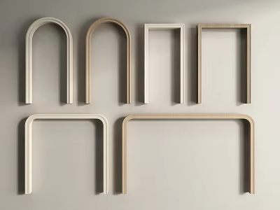 Modern Decorative Arches With Wooden And White Finishes For Interior Design 3d model