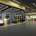 4S Car Shop Showroom With Various Cars Service Tools And Maintenance Equipment