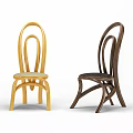 Stylish Wooden Leisure Chairs in Light Yellow and Dark Brown with Curved Back Design