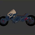 Futuristic Blue Motorcycle With Red Accents Transparent Windshield And Streamlined Design